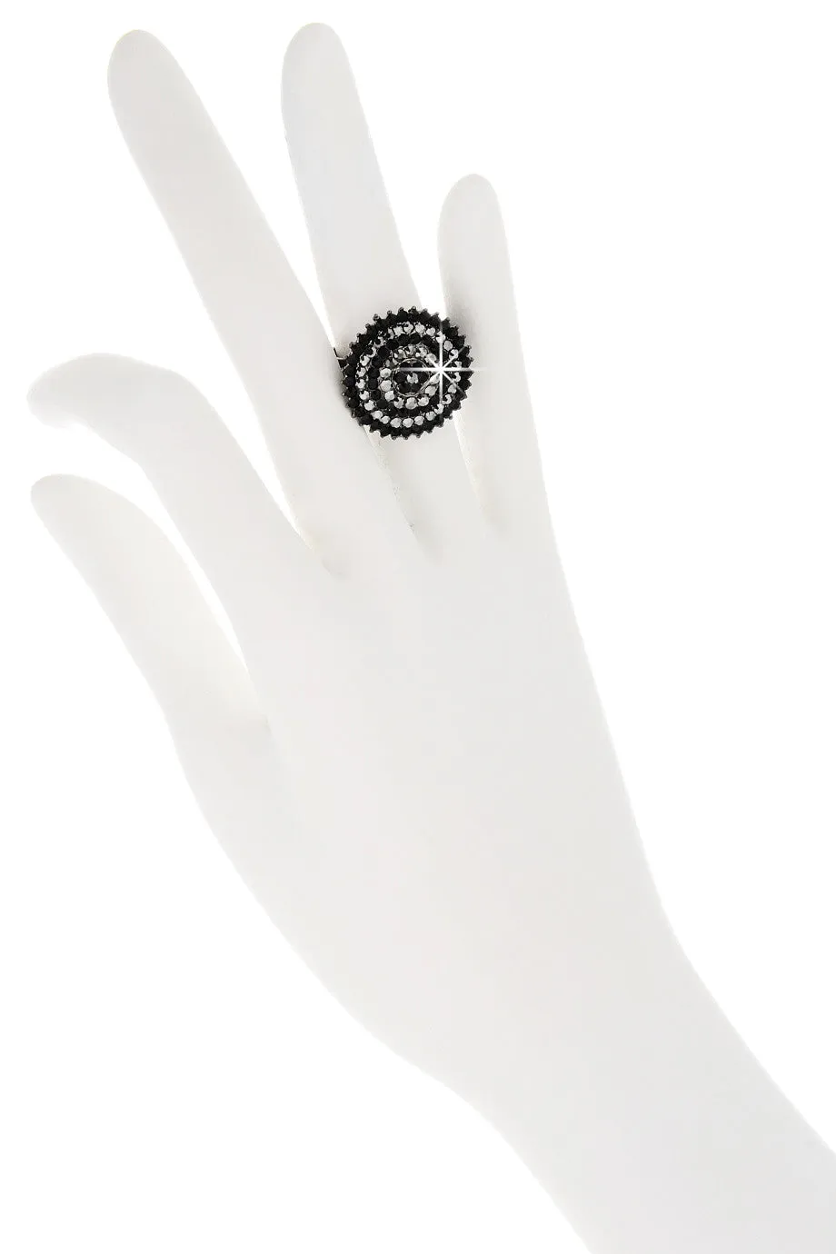 ALBA Black Round Crystal Ring