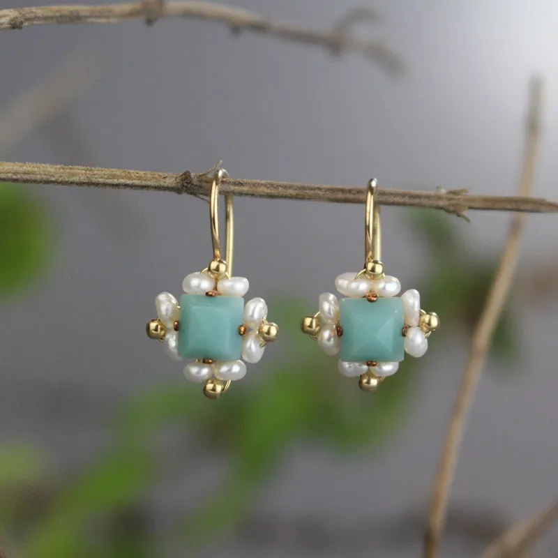 Amazonite Pearl Victoria Earrings