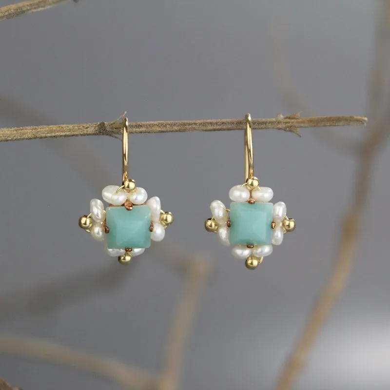 Amazonite Pearl Victoria Earrings