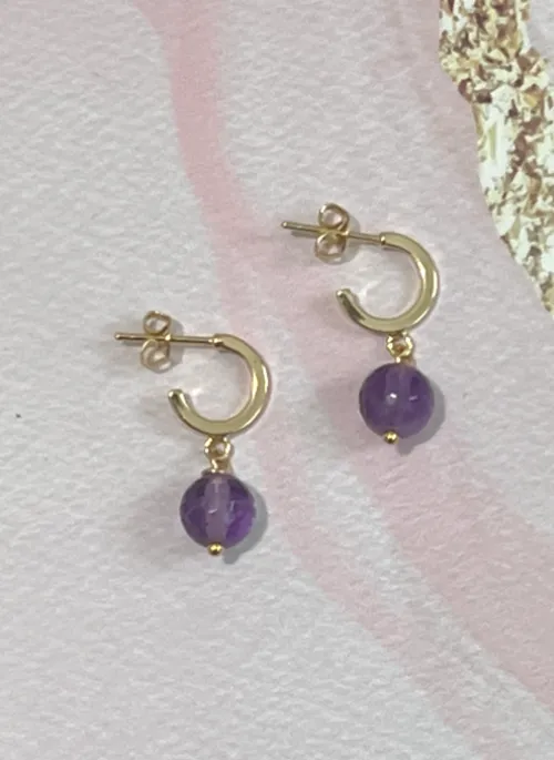 Amethyst & Gold Drop Earrings