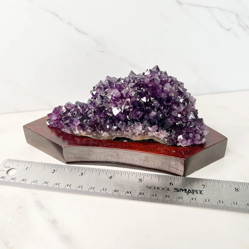 Amethyst Cluster on Wood Base