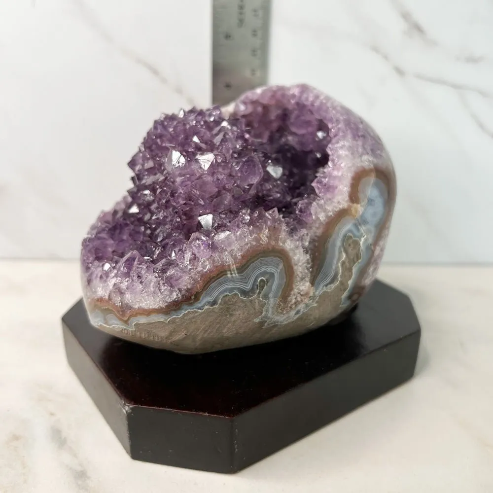 Amethyst Cluster on Wood Base