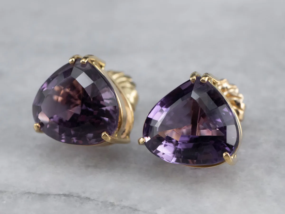 Amethyst Gold Statement Stud Earrings