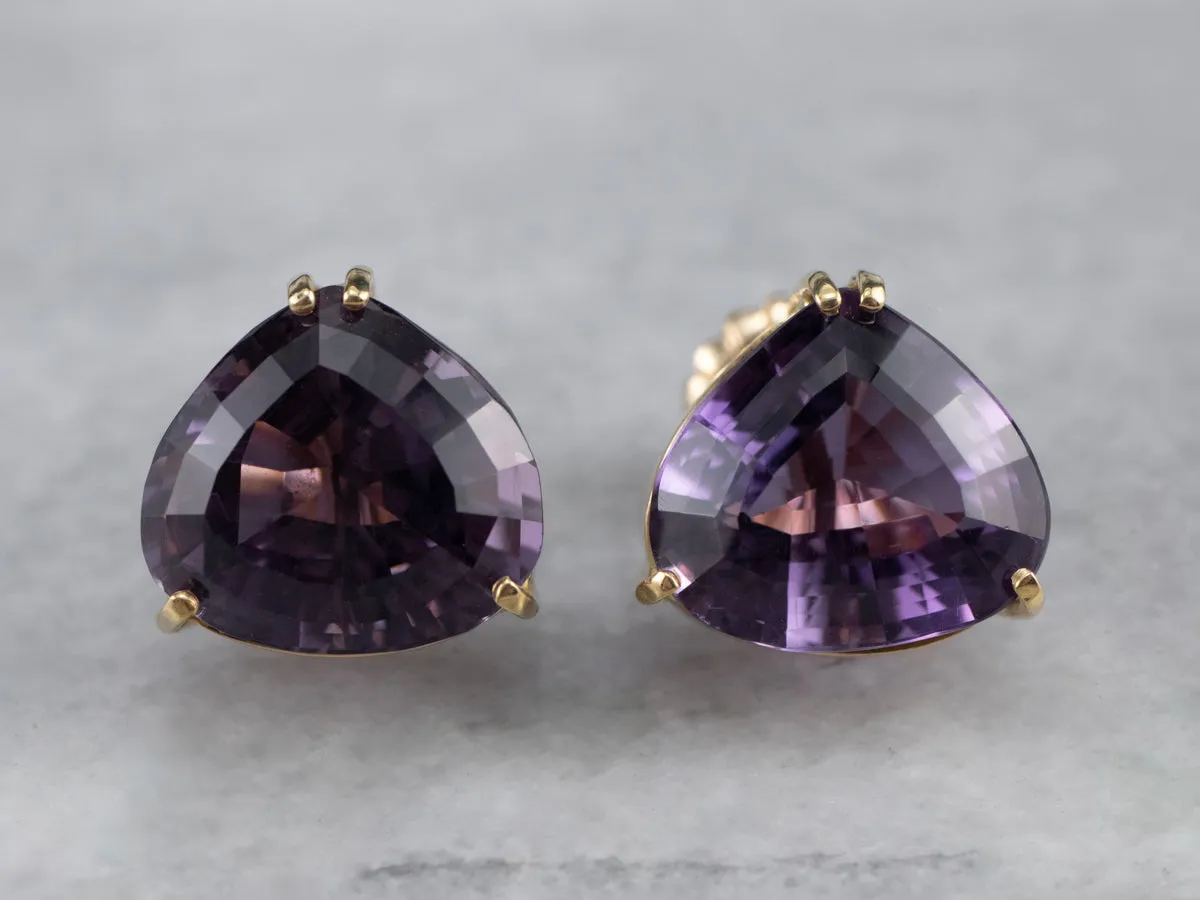 Amethyst Gold Statement Stud Earrings