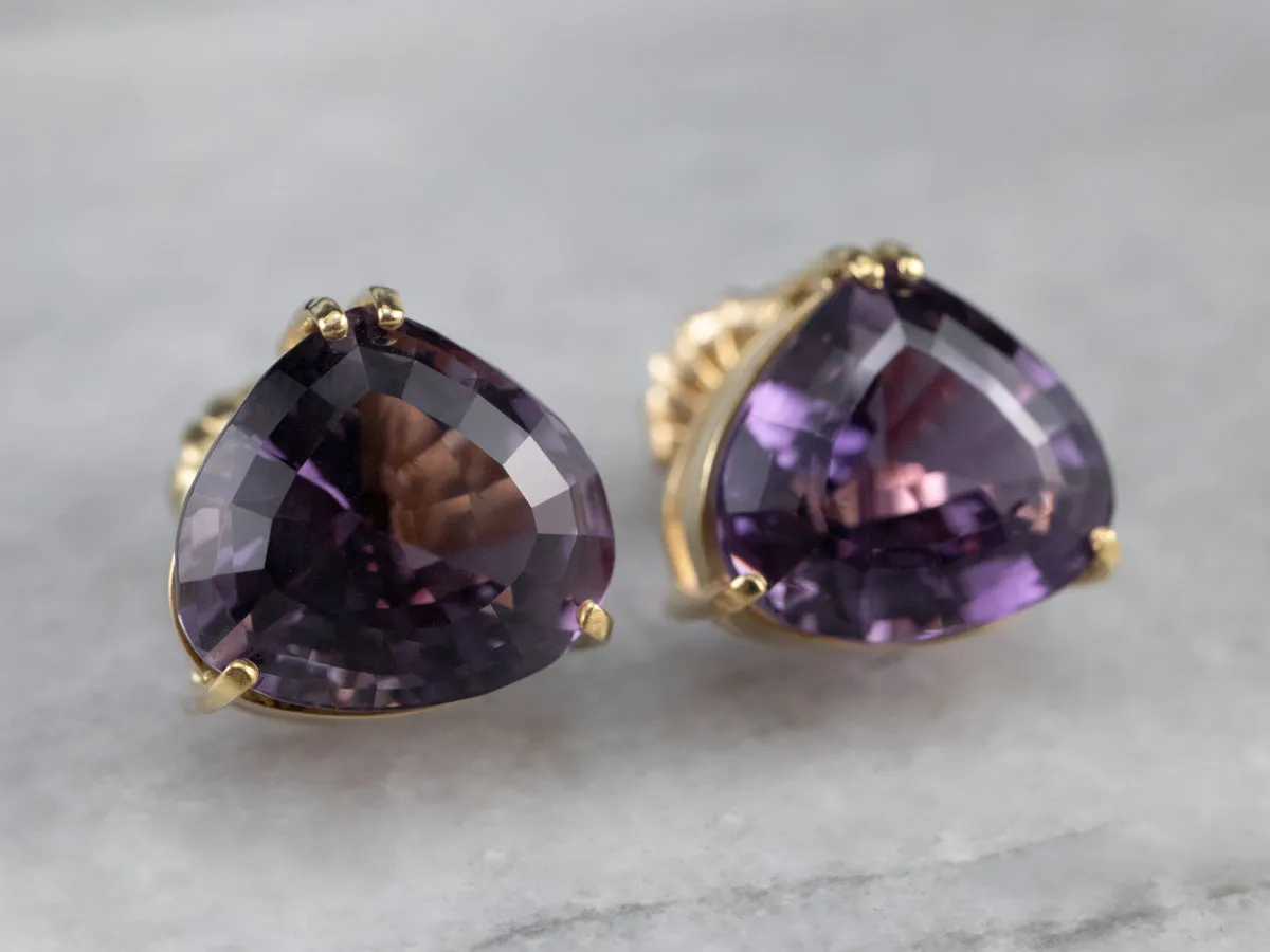 Amethyst Gold Statement Stud Earrings