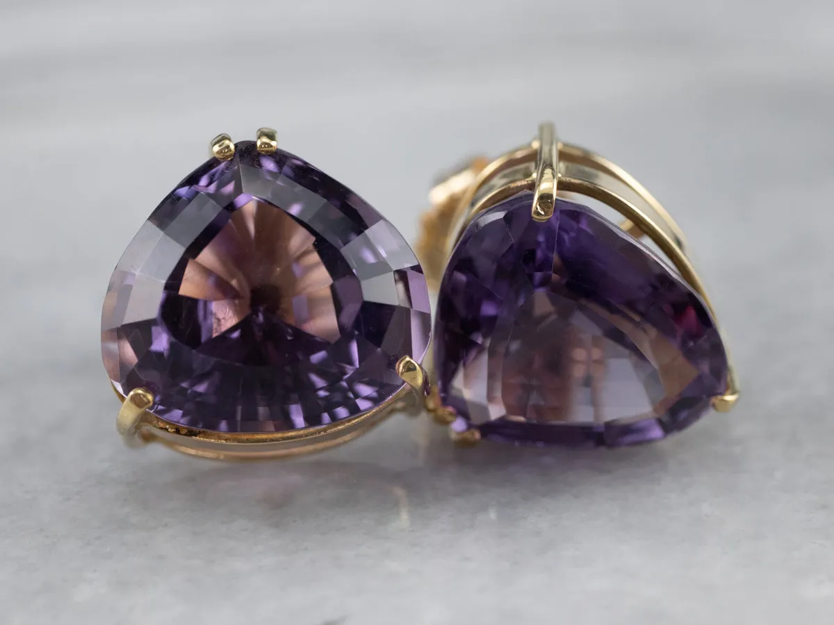 Amethyst Gold Statement Stud Earrings