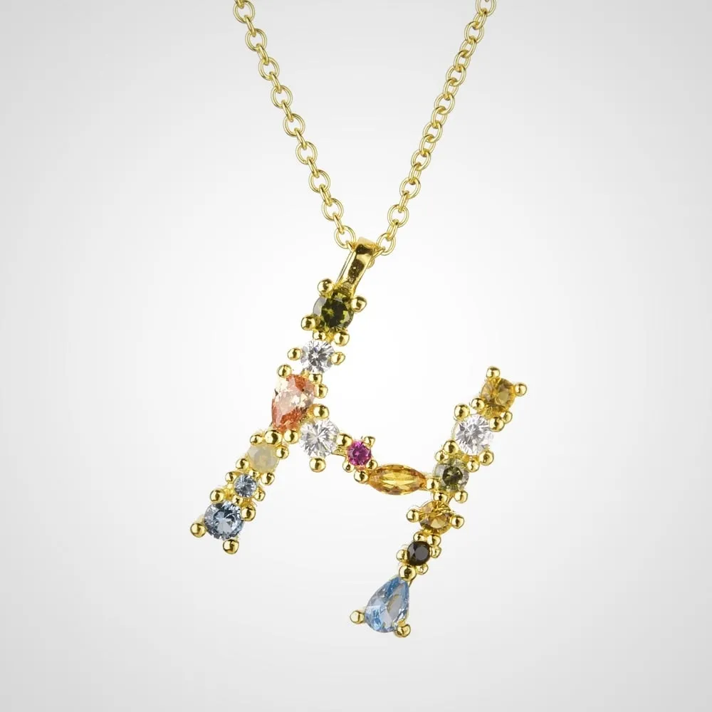 ANDYWEN 925 Sterling Silver Gold Letter M Pendant Initial F Alphabet Necklace Monogram Opals 2020 Women Accessories Jewelry