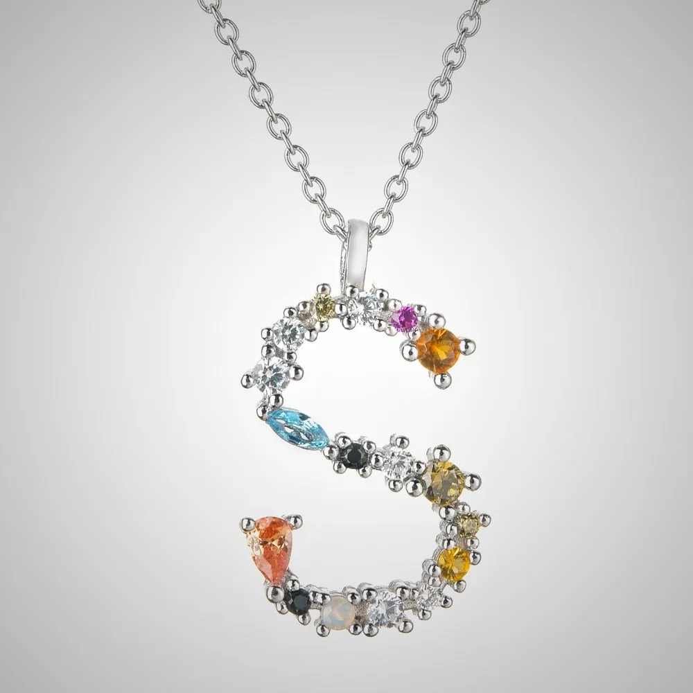 ANDYWEN 925 Sterling Silver Gold Letter M Pendant Initial F Alphabet Necklace Monogram Opals 2020 Women Accessories Jewelry