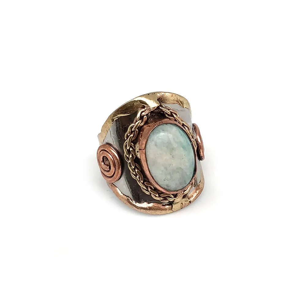 Anju Mixed Metal and Amazonite Stone Ring