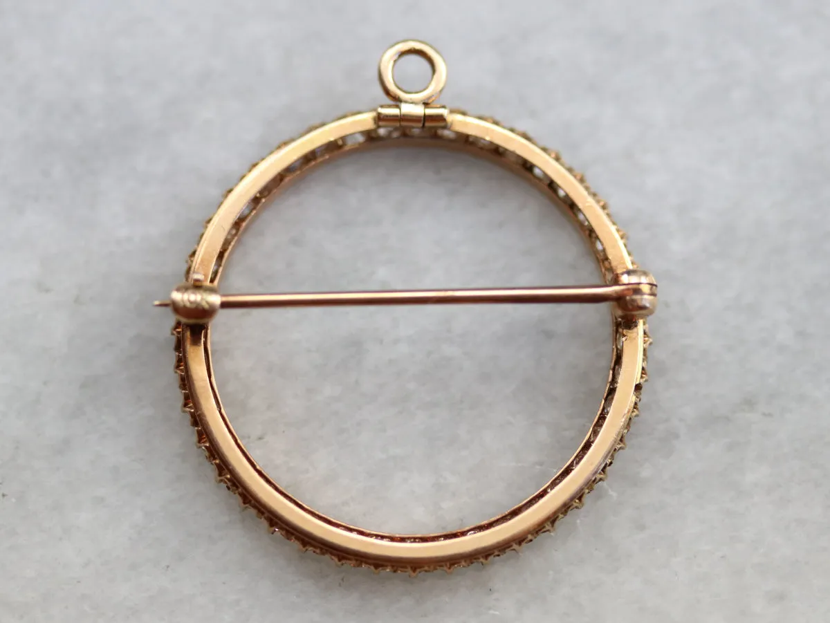 Antique Old Mine Cut Diamond Circle Pin