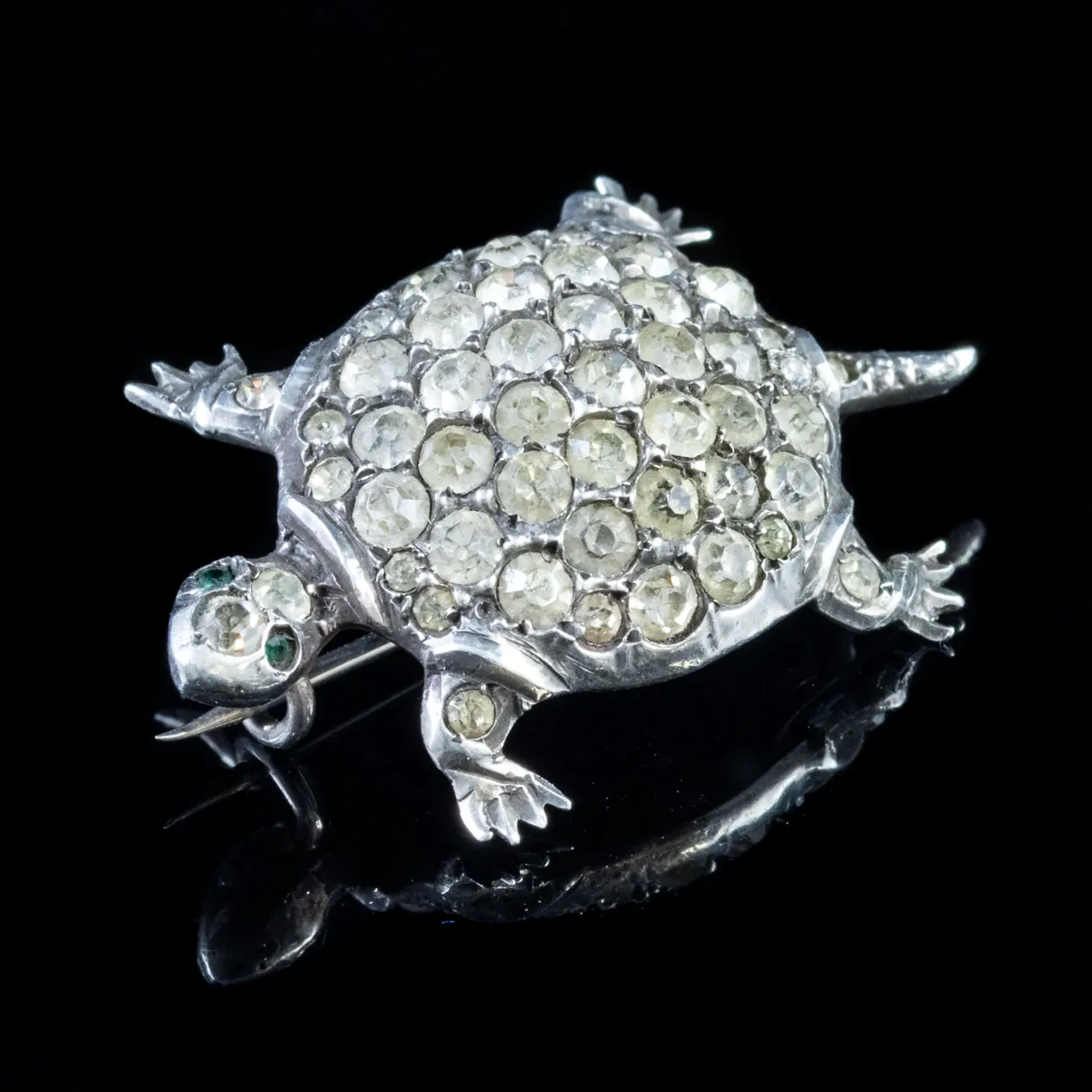 Antique Victorian Paste Turtle Brooch Silver Circa 1880