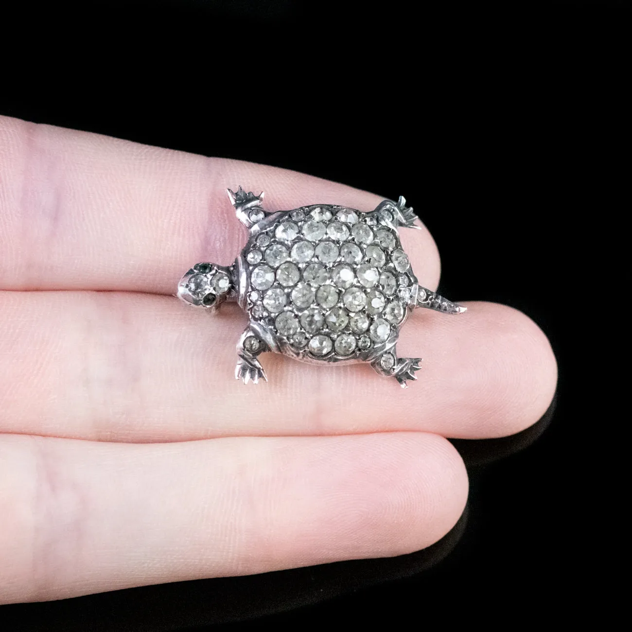 Antique Victorian Paste Turtle Brooch Silver Circa 1880