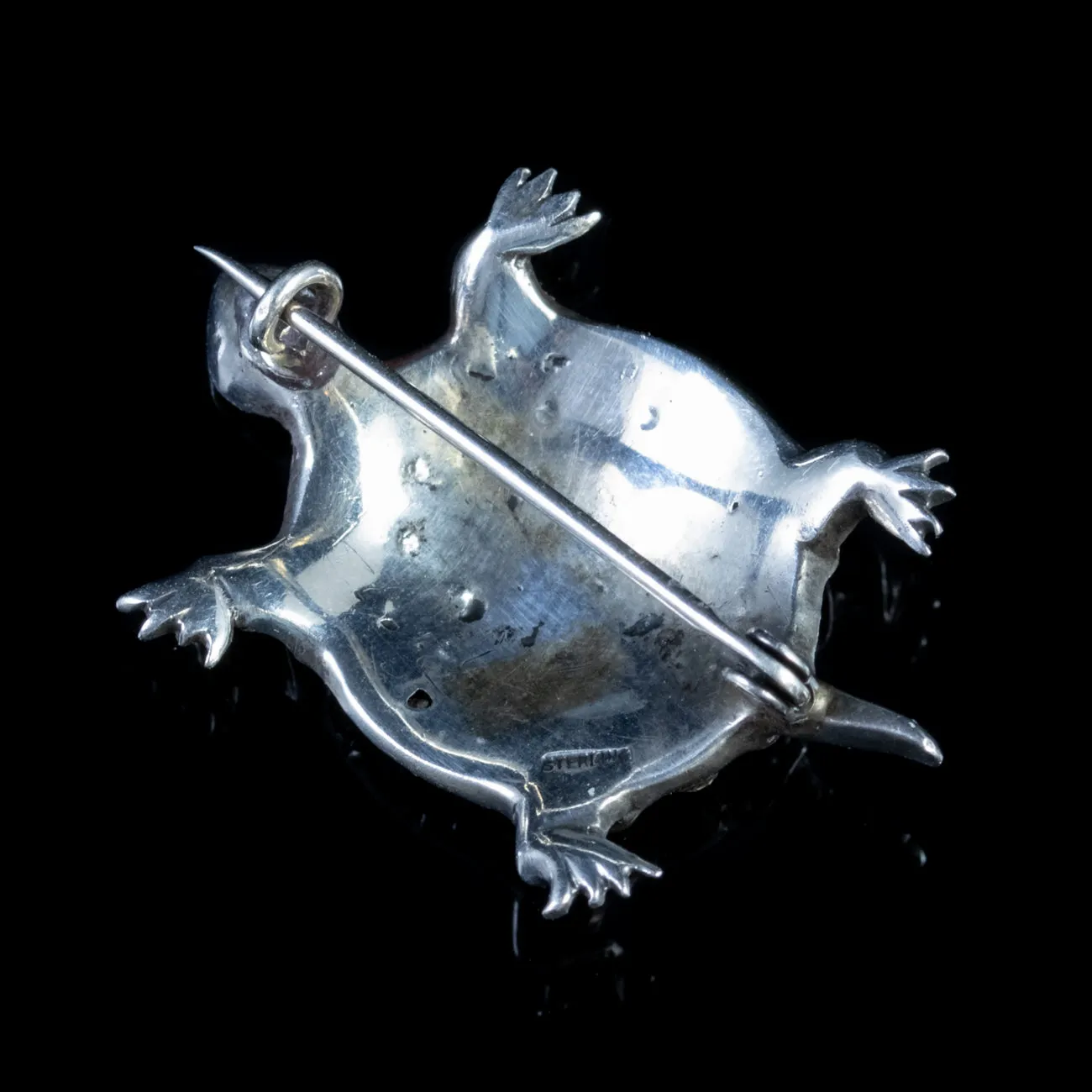 Antique Victorian Paste Turtle Brooch Silver Circa 1880