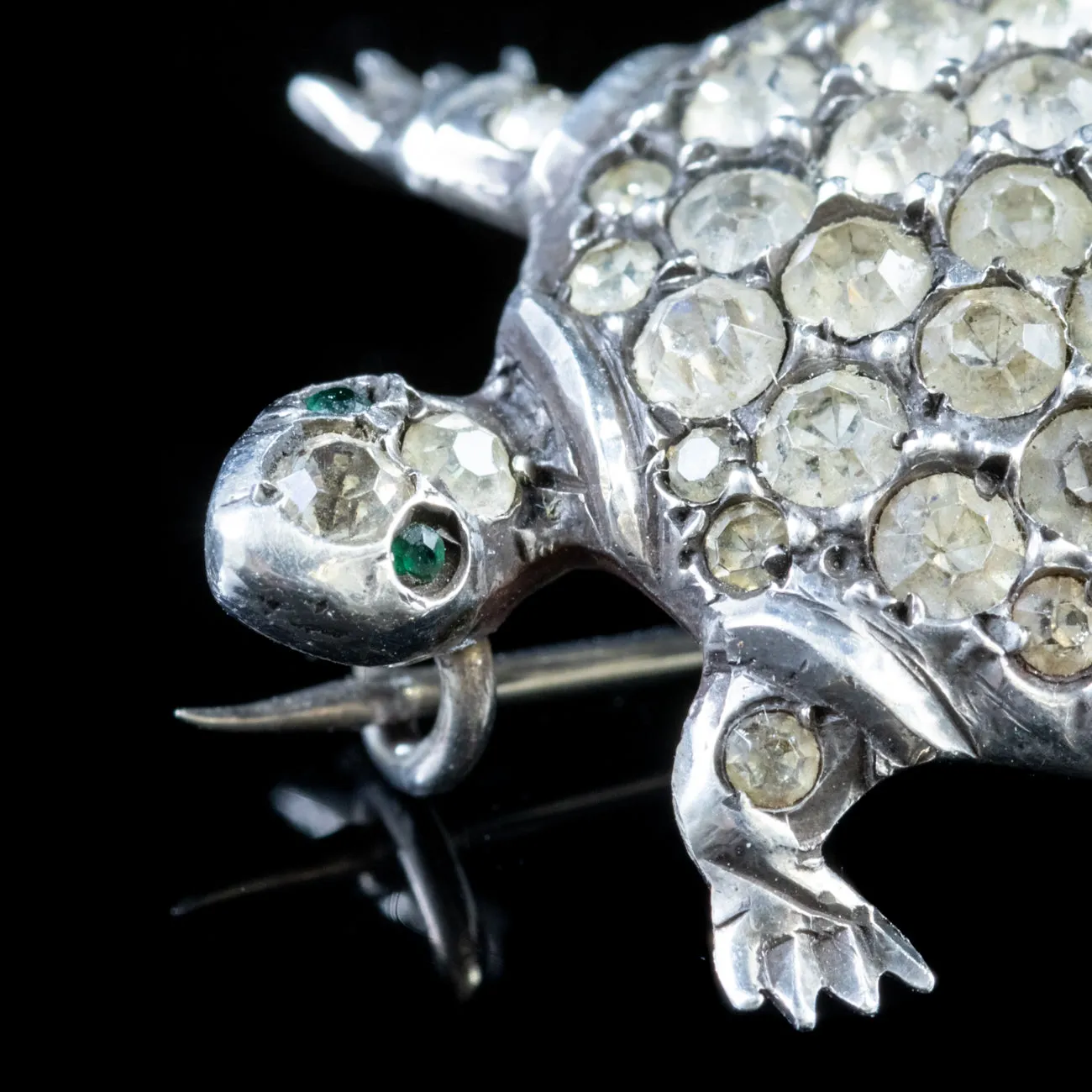 Antique Victorian Paste Turtle Brooch Silver Circa 1880