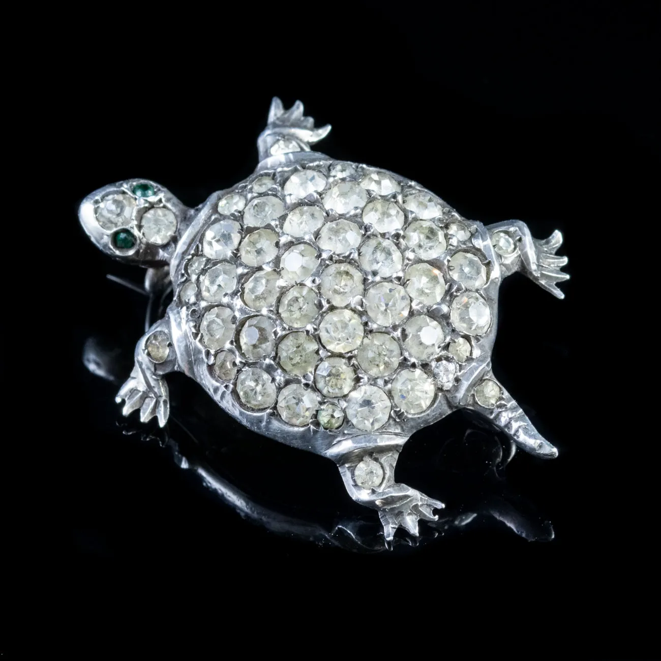 Antique Victorian Paste Turtle Brooch Silver Circa 1880