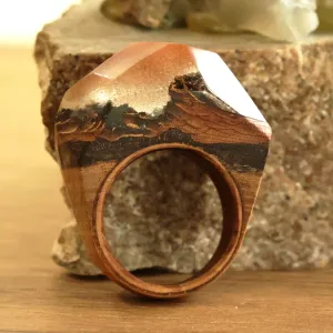 Apricot Wood and Resin Cocktail Ring Handcrafted in Armenia - Mesmerizing Beauty | NOVICA