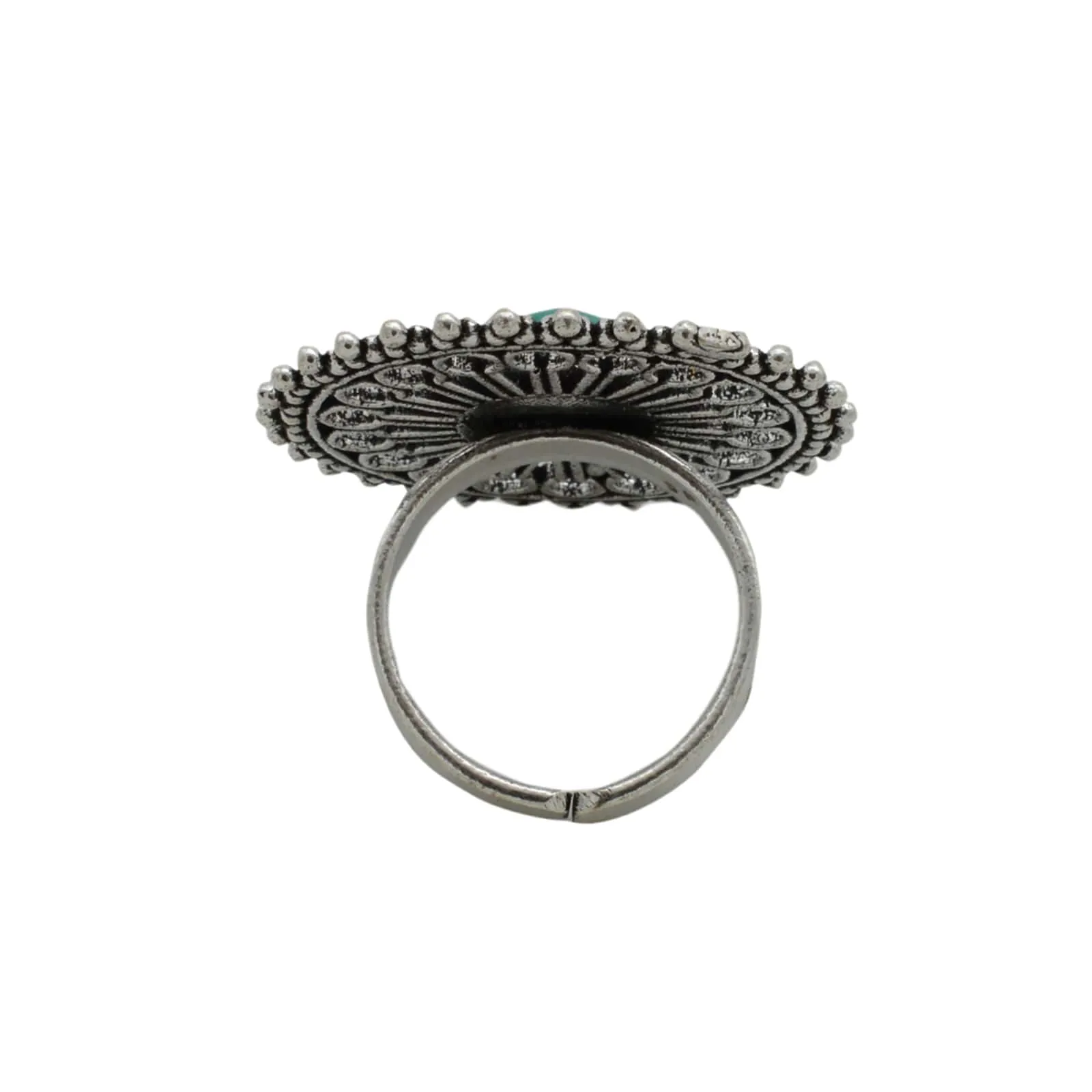 Aruna Turquoise Silver Oxidized Filigree Ring