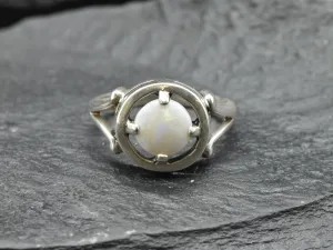 Australian Opal Ring - Large Opal Ring - White Vintage Ring