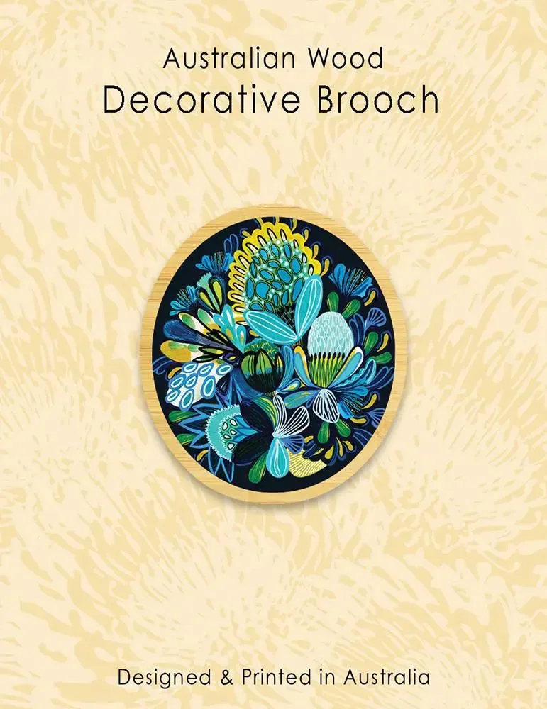 Azure Natives Wooden Brooch