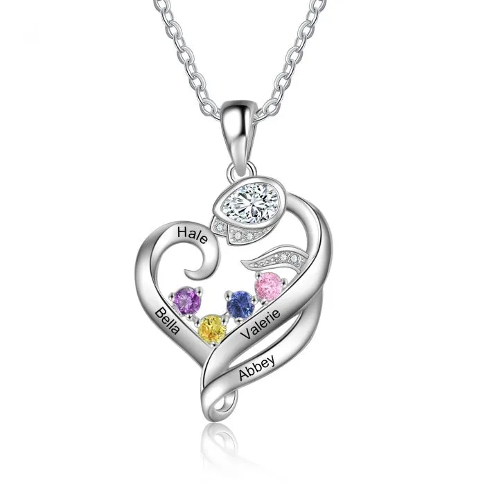 Birthstone Heart Necklace- Valentine's Day Gifts For Her