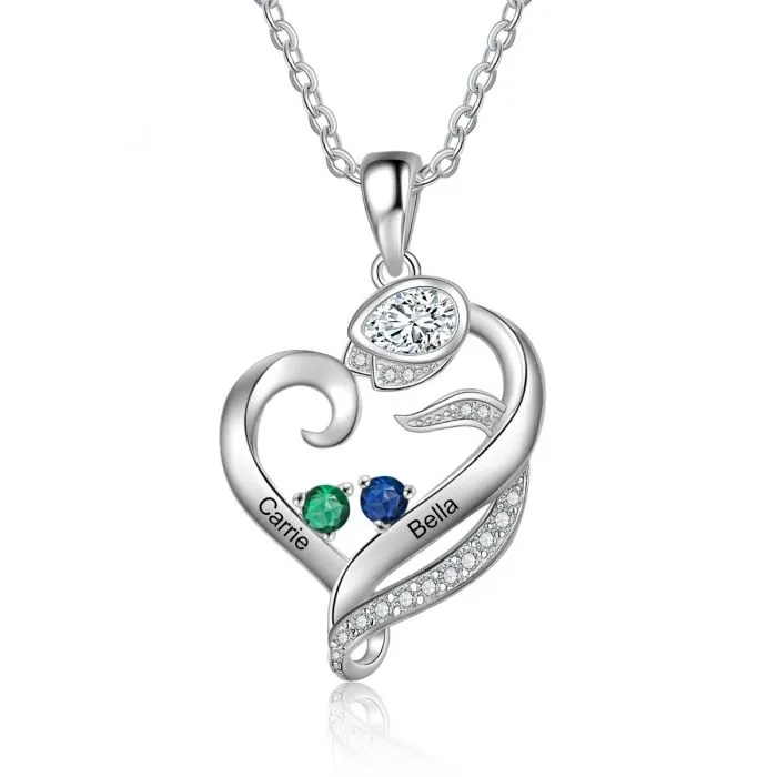 Birthstone Heart Necklace- Valentine's Day Gifts For Her