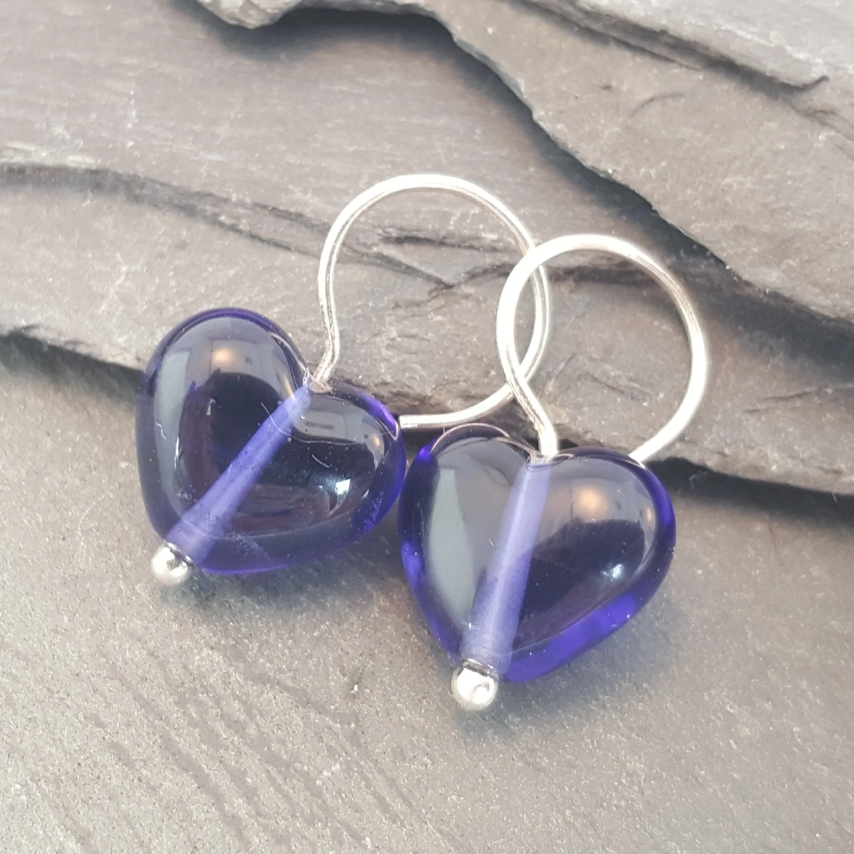 Birthstones in Glass - Cora Heart Hoop Earrings