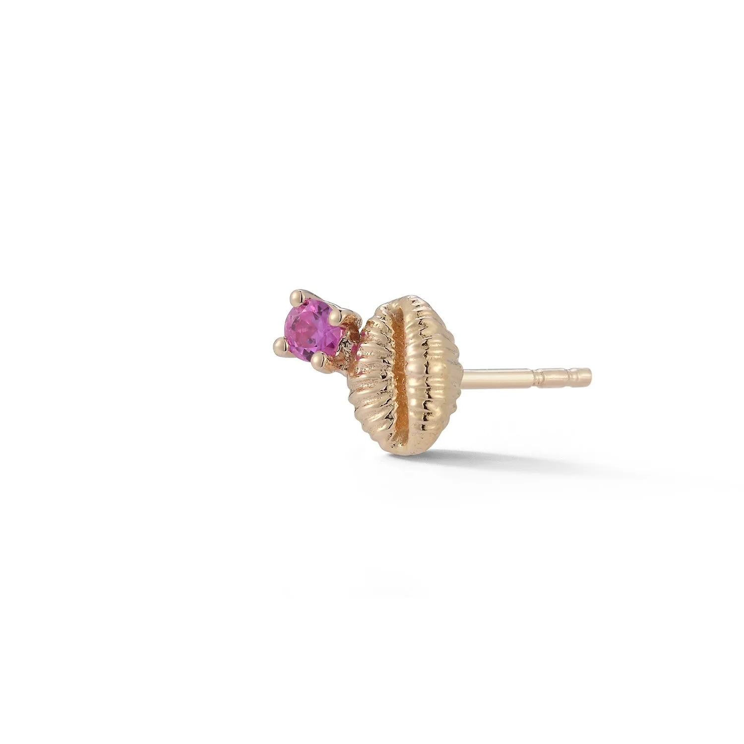 Bitsy Bean Stud with Pink Sapphire - Open