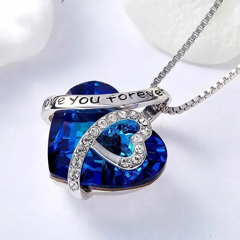 Blue Crystal Heart Pendant