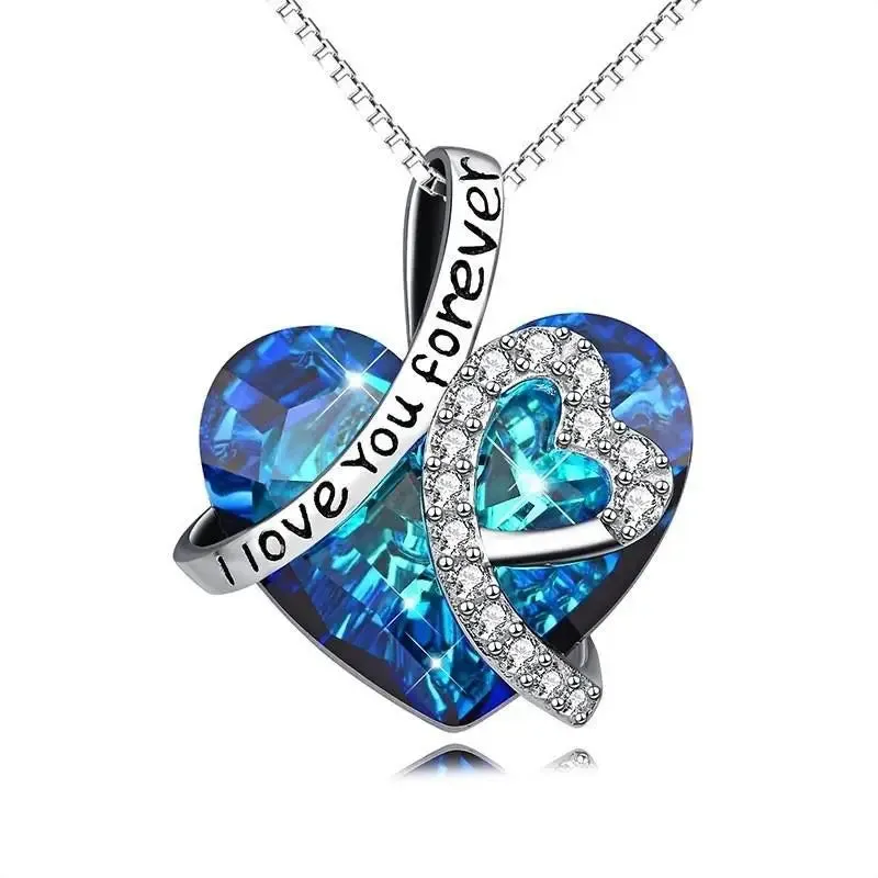 Blue Crystal Heart Pendant