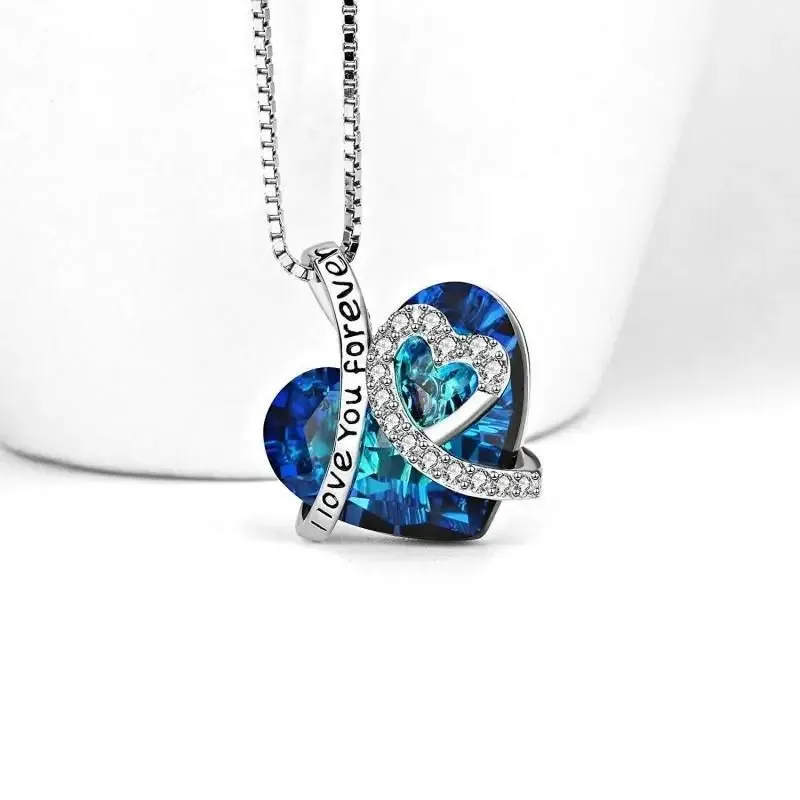 Blue Crystal Heart Pendant