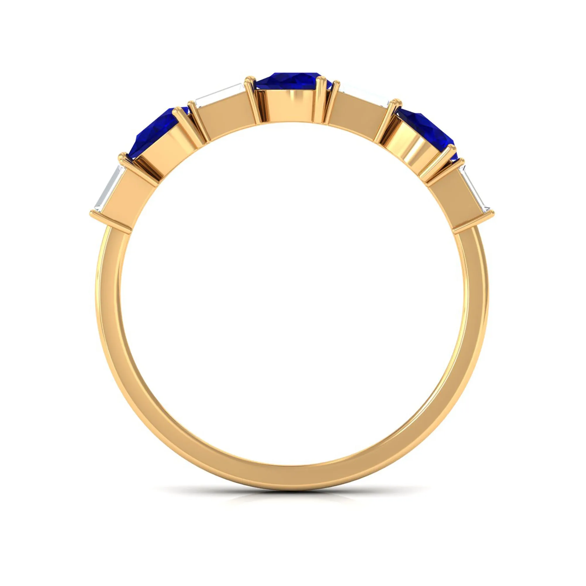 Blue Sapphire and Diamond East West Half Eternity Ring