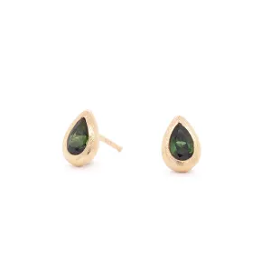 'Boulder' Bezel Pear Gemstone Stud Earrings