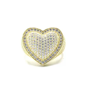 Bubble Heart Ring Signet Pave Cubic Zirconia Statement Chunky Women's Jewelry KESLEY