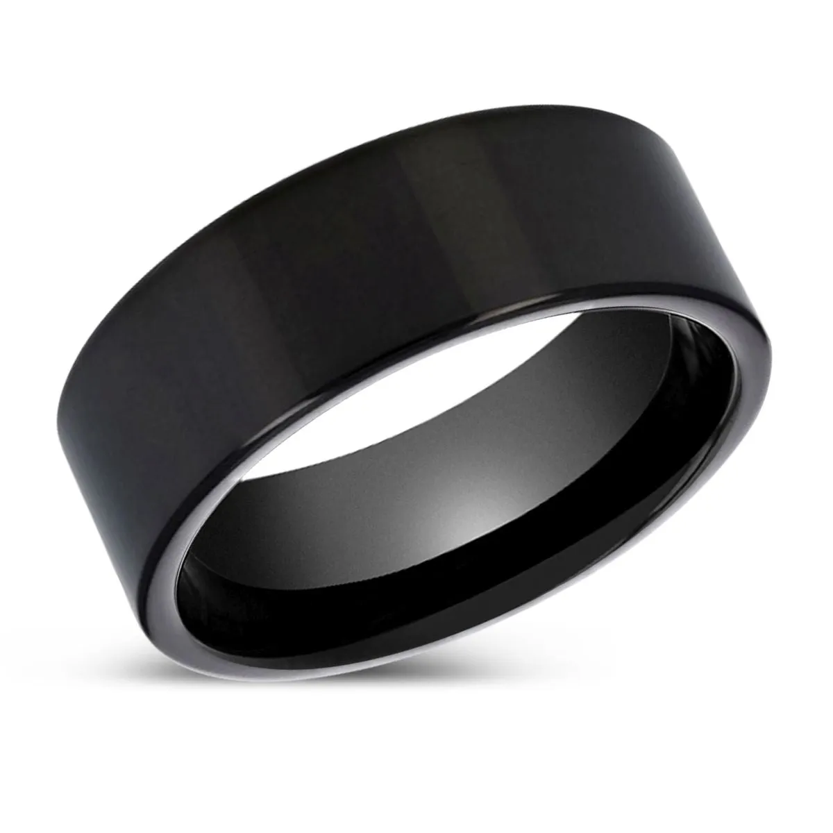 BURNSLEY | Black Ring, Black Tungsten Ring, Shiny, Flat