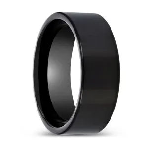 BURNSLEY | Black Ring, Black Tungsten Ring, Shiny, Flat