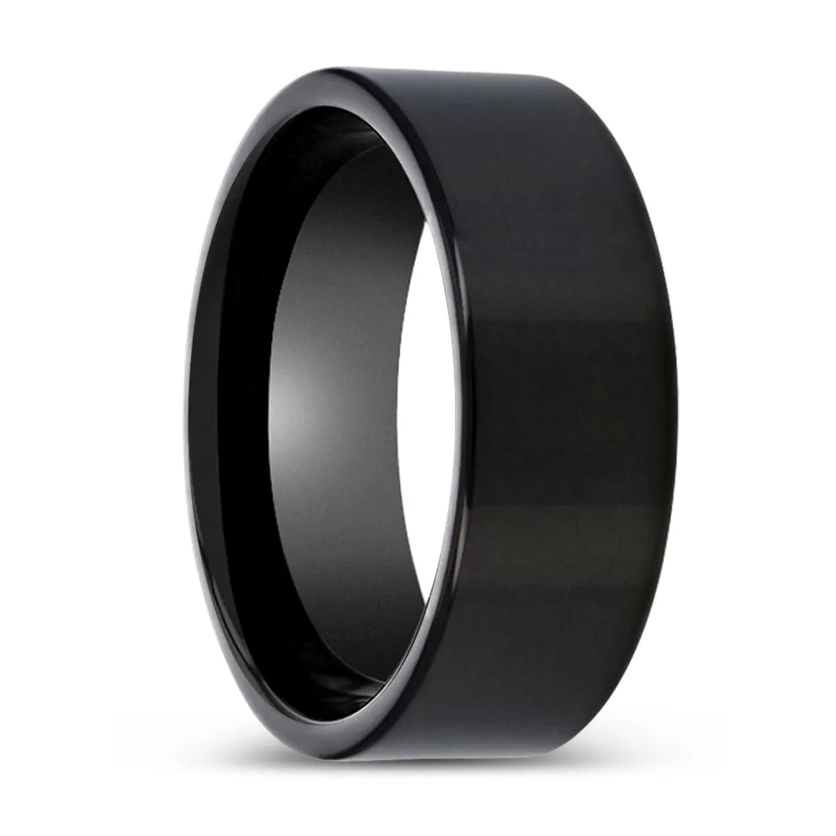 BURNSLEY | Black Ring, Black Tungsten Ring, Shiny, Flat