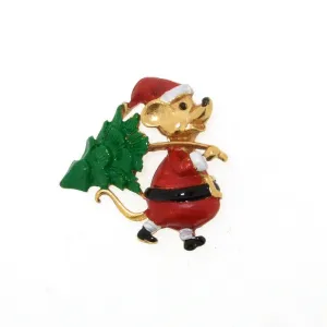 Butler & Wilson Christmas Tree Mouse Brooch Pin