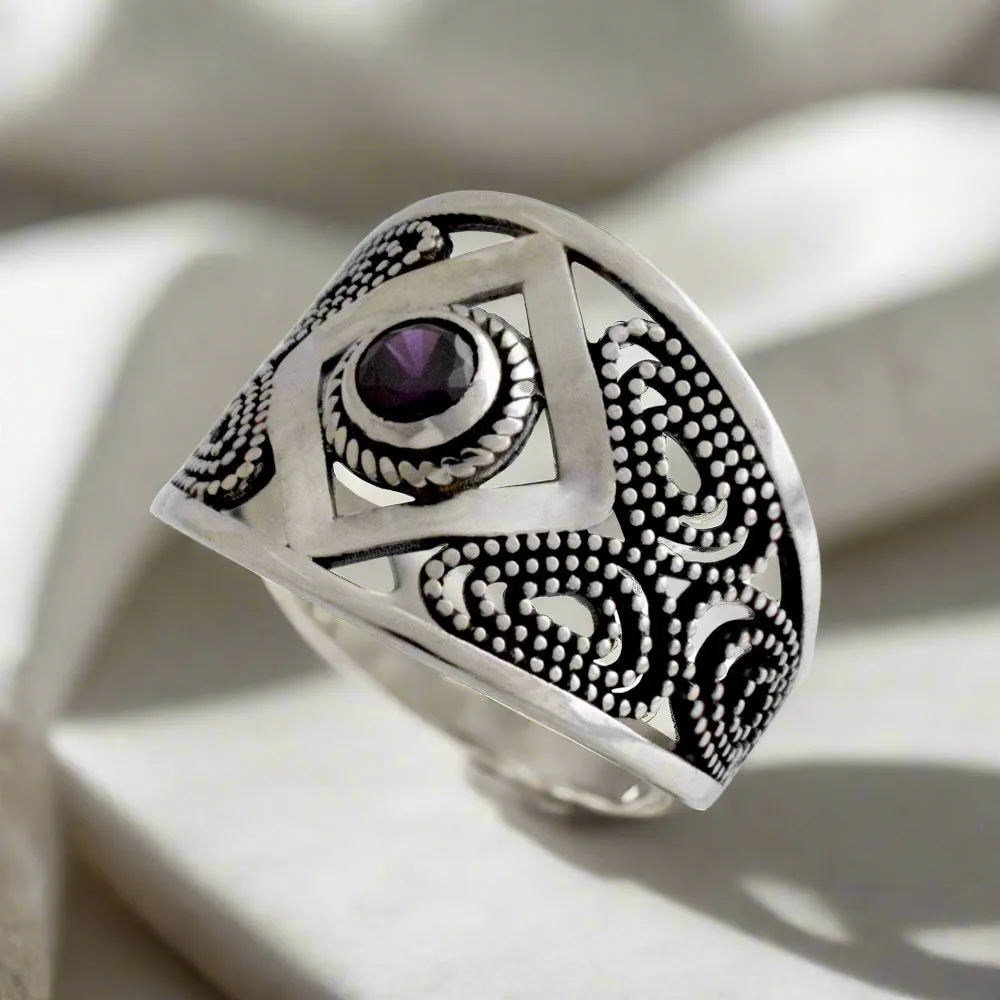 Byzantine Ring in Sterling Silver with zircon (DT-136)