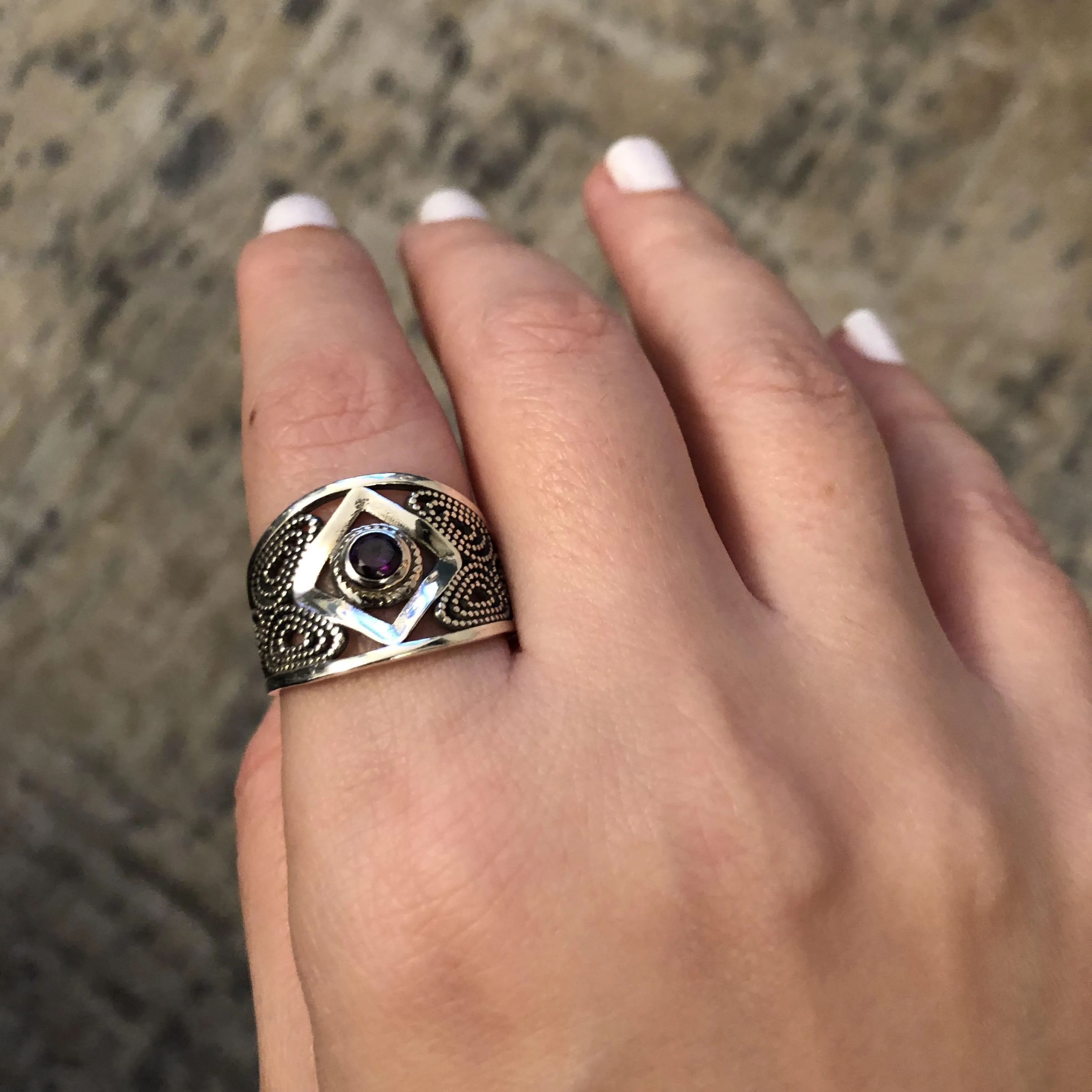 Byzantine Ring in Sterling Silver with zircon (DT-136)