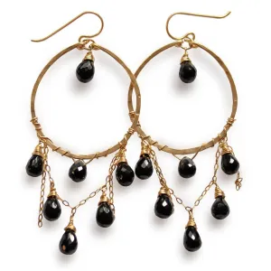 Cascade Gemstone Hoops - Black Spinel