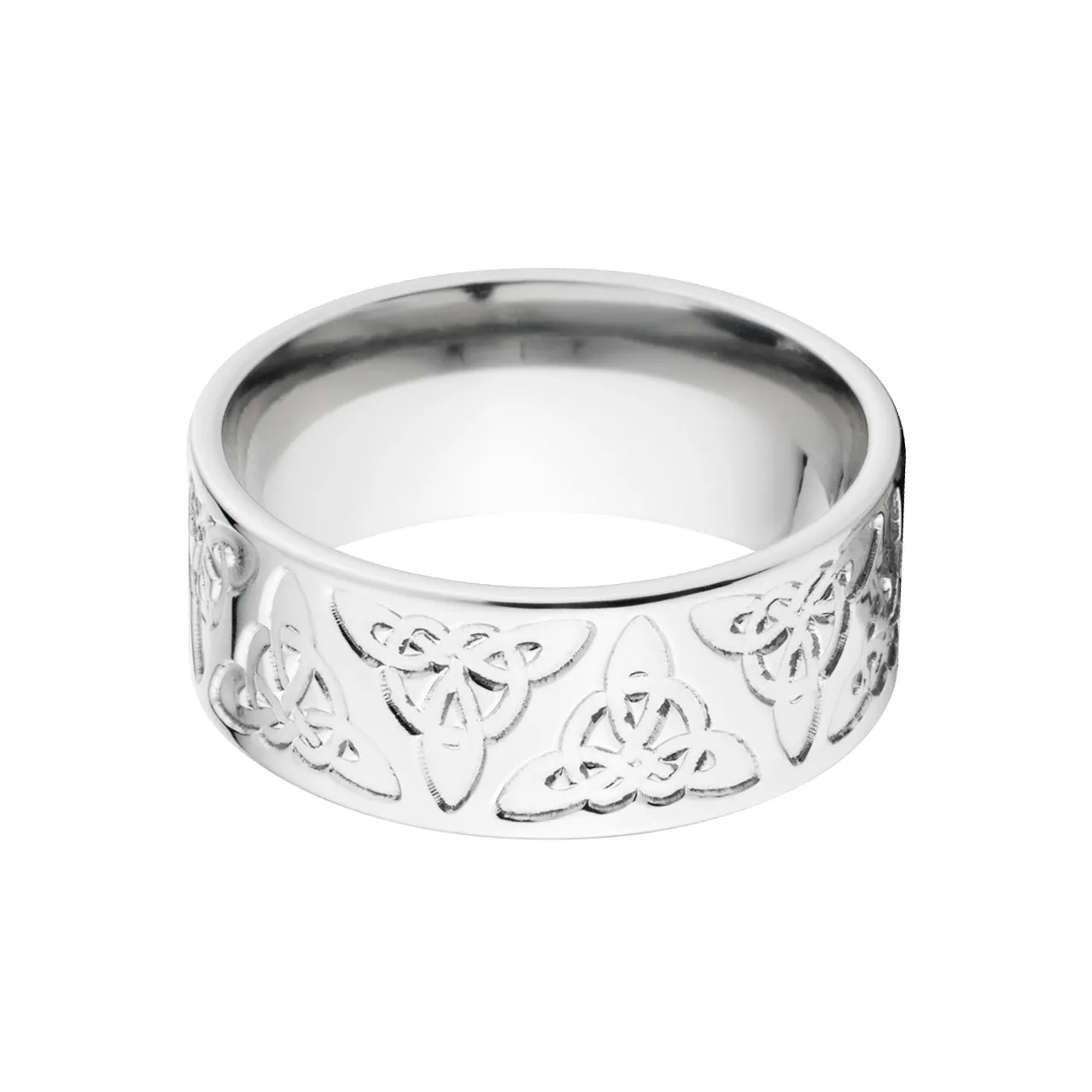 Celtic Wedding Bands for Men, White Gold Mens Wedding Ring