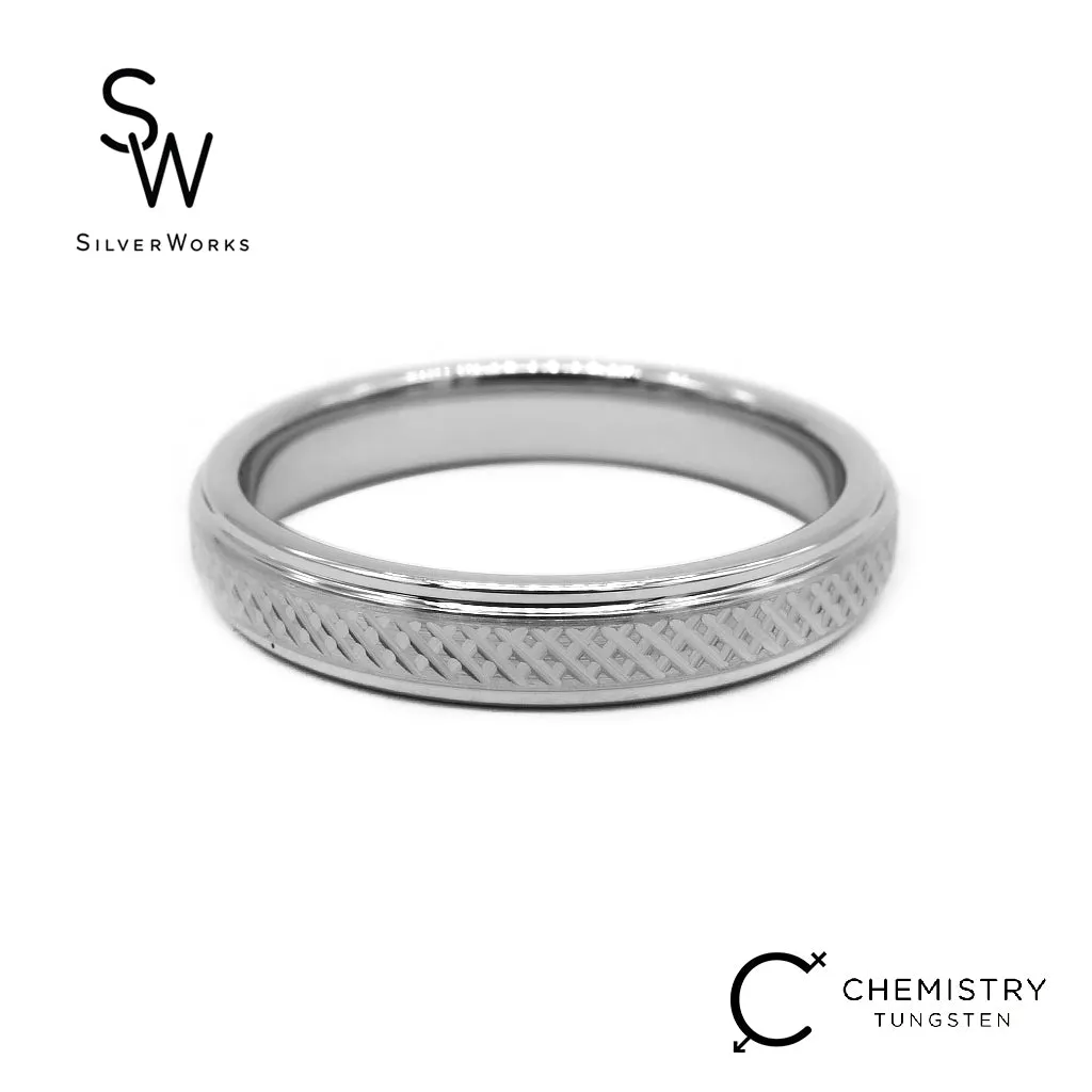 Chad Criss Cross Chemistry Tungsten Collection Wedding Band Ring