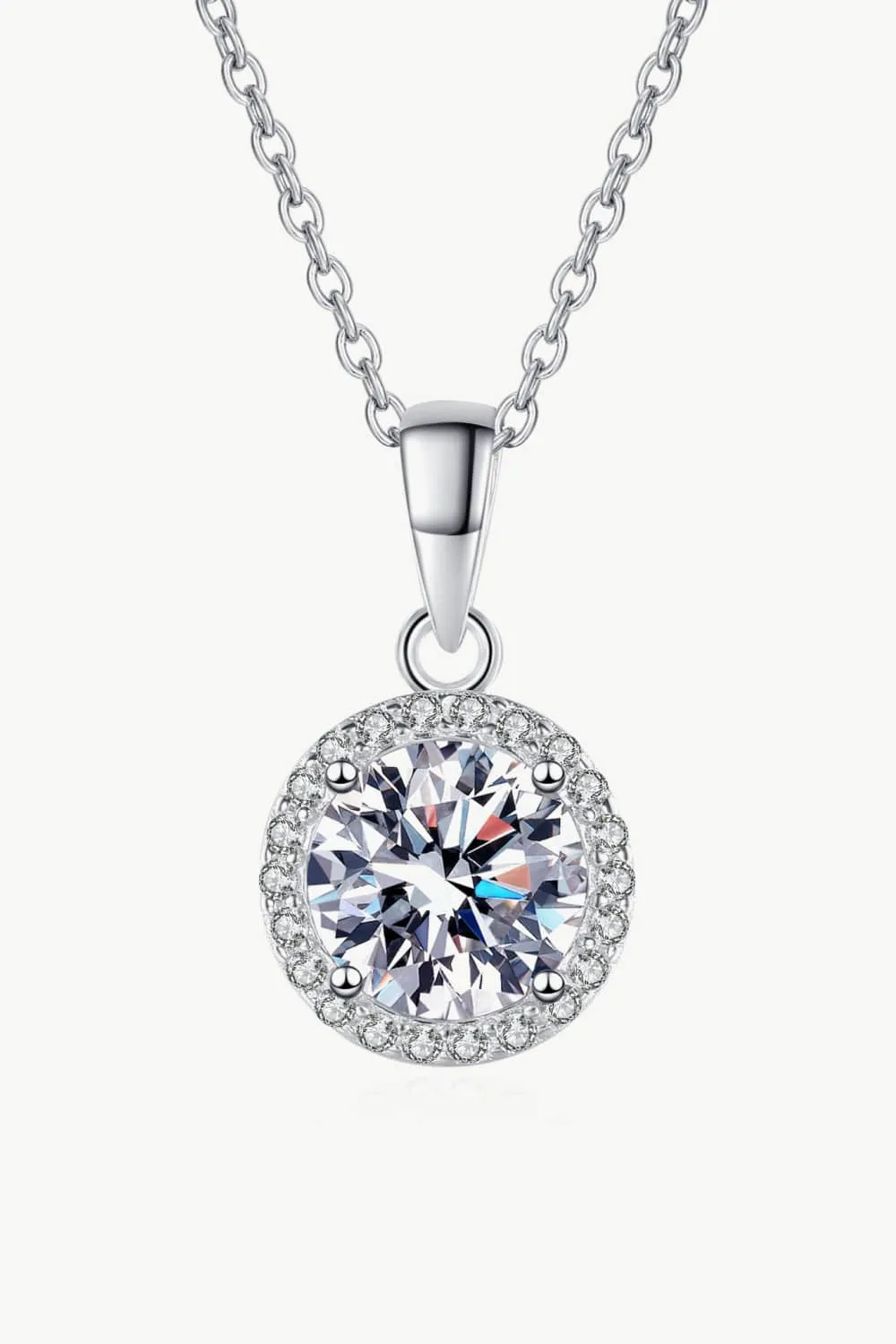 Chance to Charm 1 Carat Moissanite Round Pendant Chain Necklace