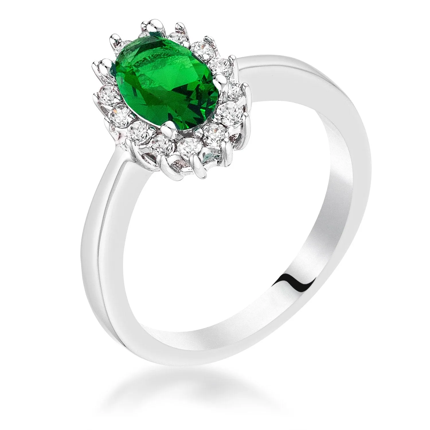 Chesna Oval Emerald Halo Ring | 2ct