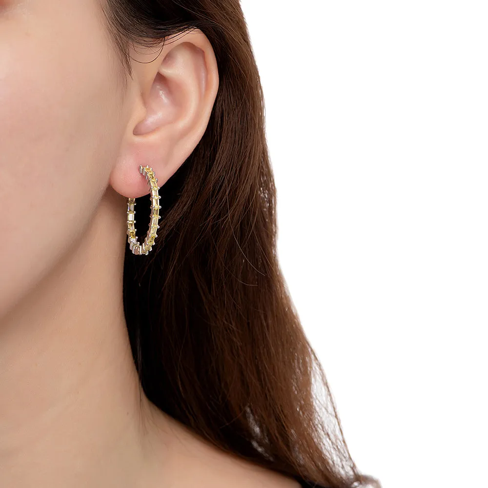 Citrine Stone Hoop Earrings