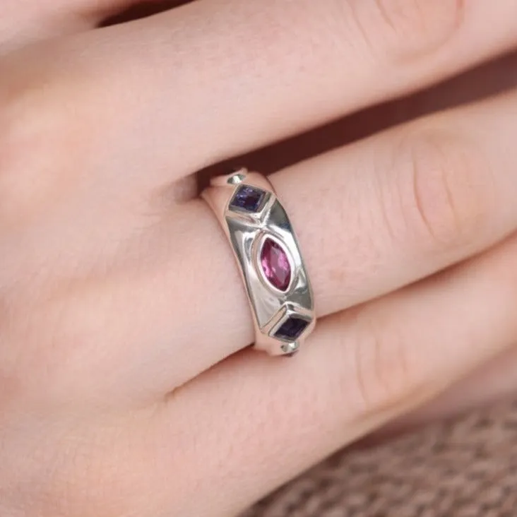 Coronet Iolite & Rhodolite Silver Ring