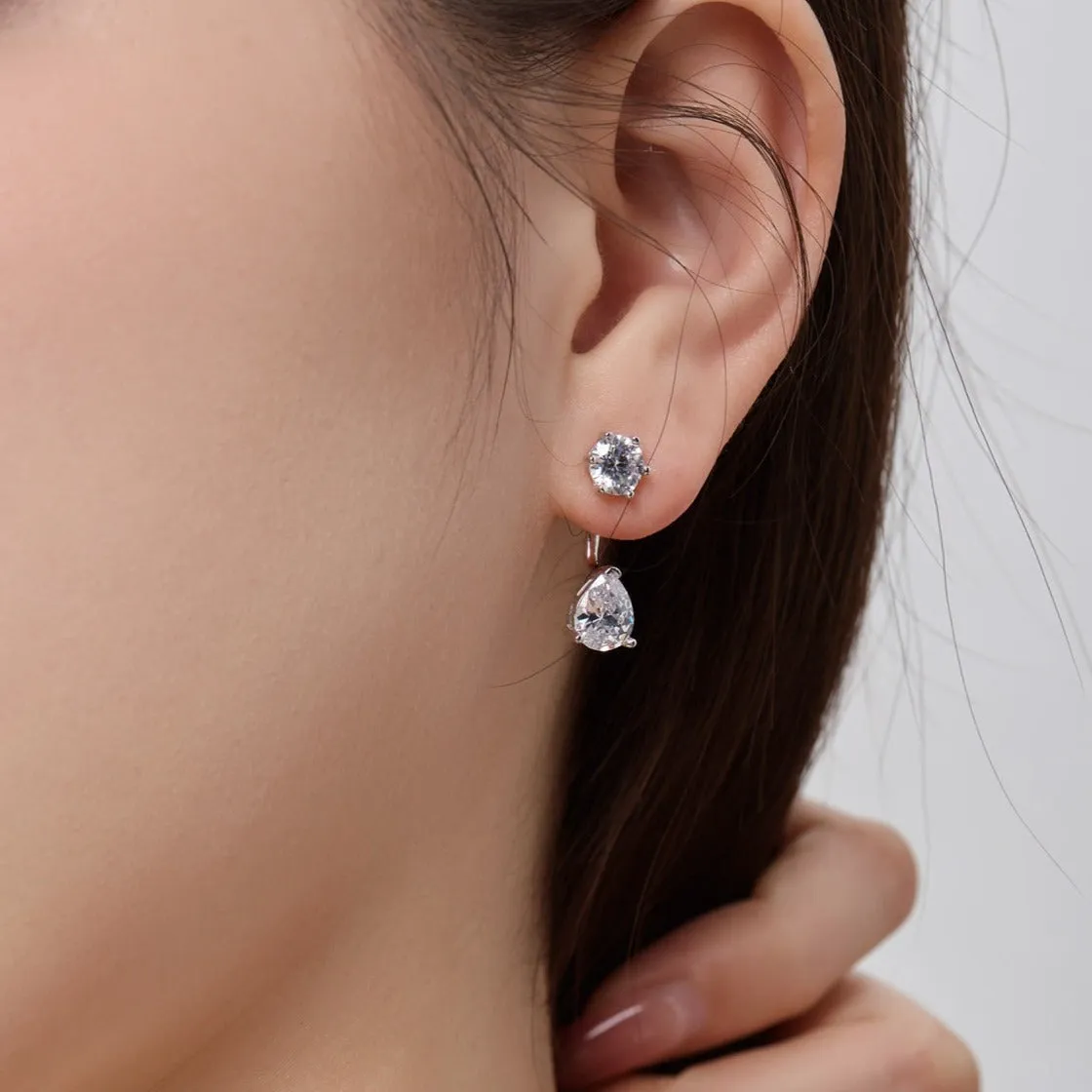 Detachable Crystal Ear Jacket Front Back Earrings