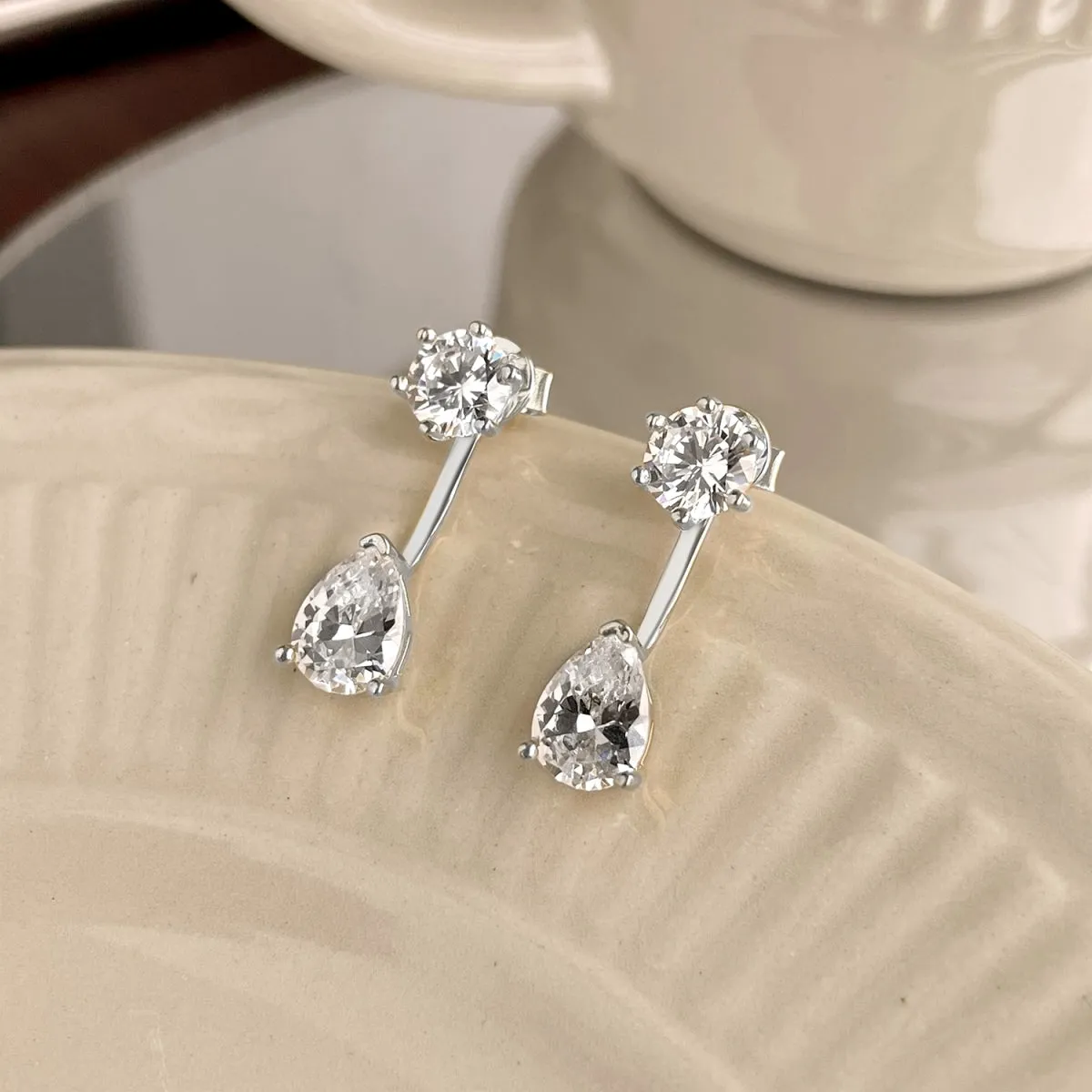 Detachable Crystal Ear Jacket Front Back Earrings