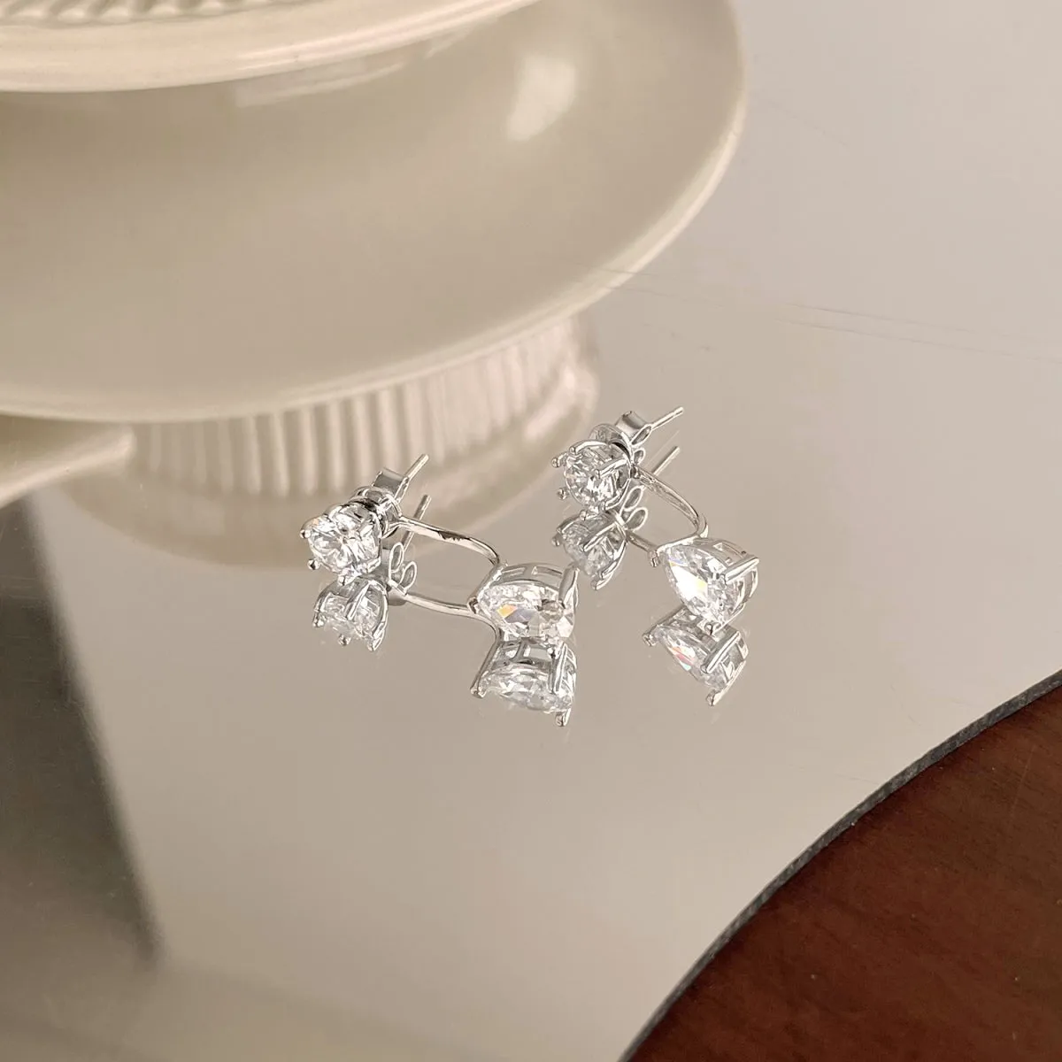 Detachable Crystal Ear Jacket Front Back Earrings