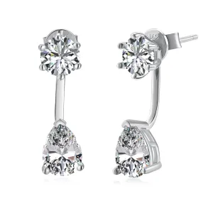 Detachable Crystal Ear Jacket Front Back Earrings